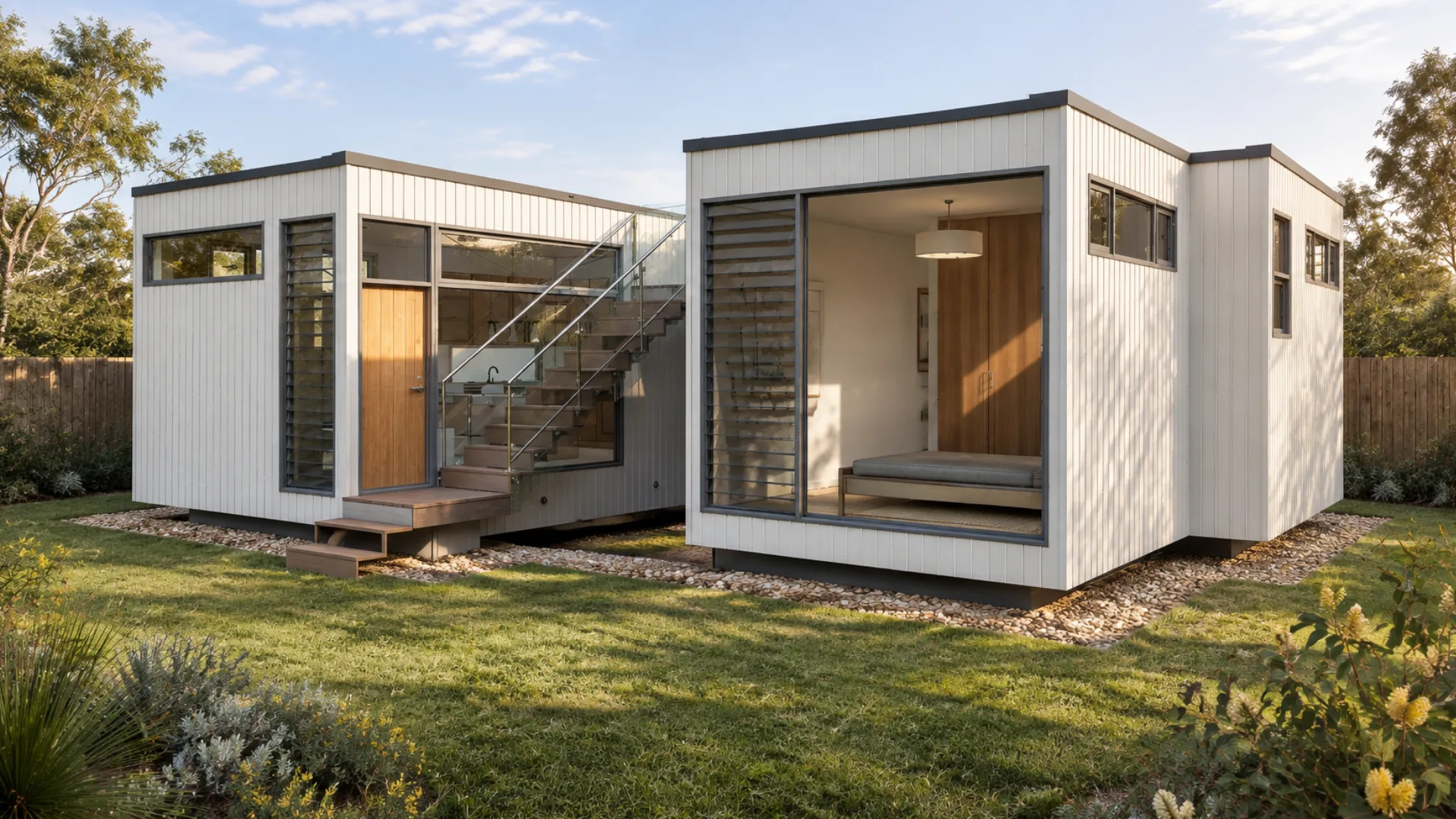 The Ethel granny flat — two pavilions around a private courtyard