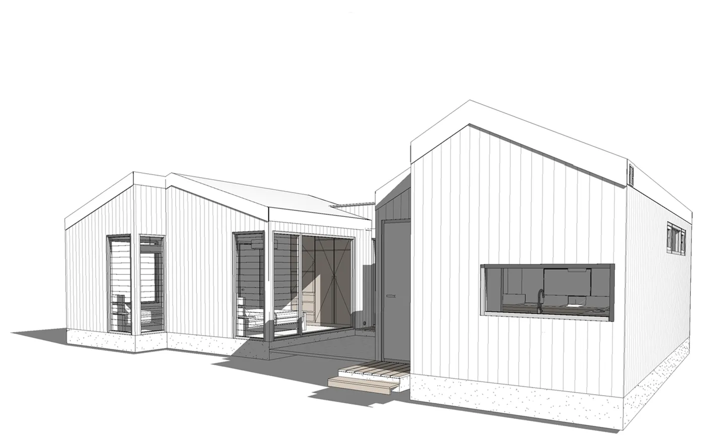 The Pattsi granny flat — twin gables, tucked-in courtyard
