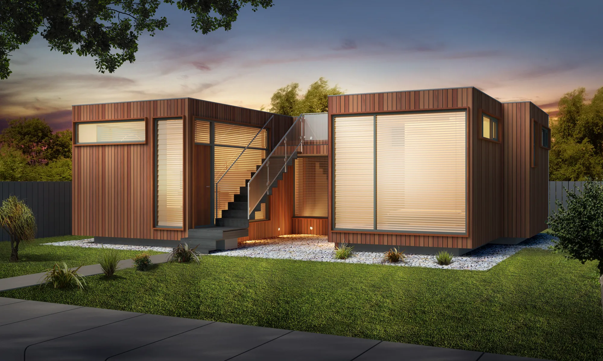 The Ethel granny flat — two pavilions around a private courtyard